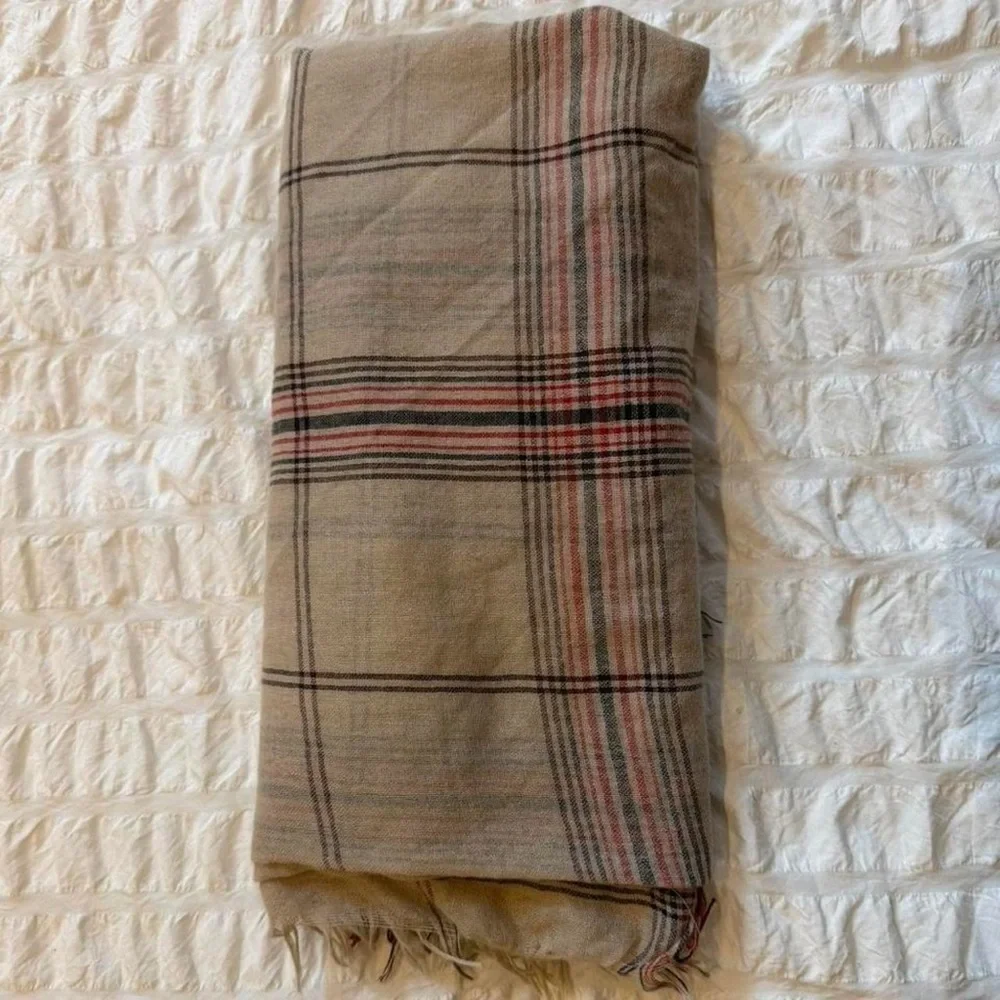 Plaid Fringe Scarf